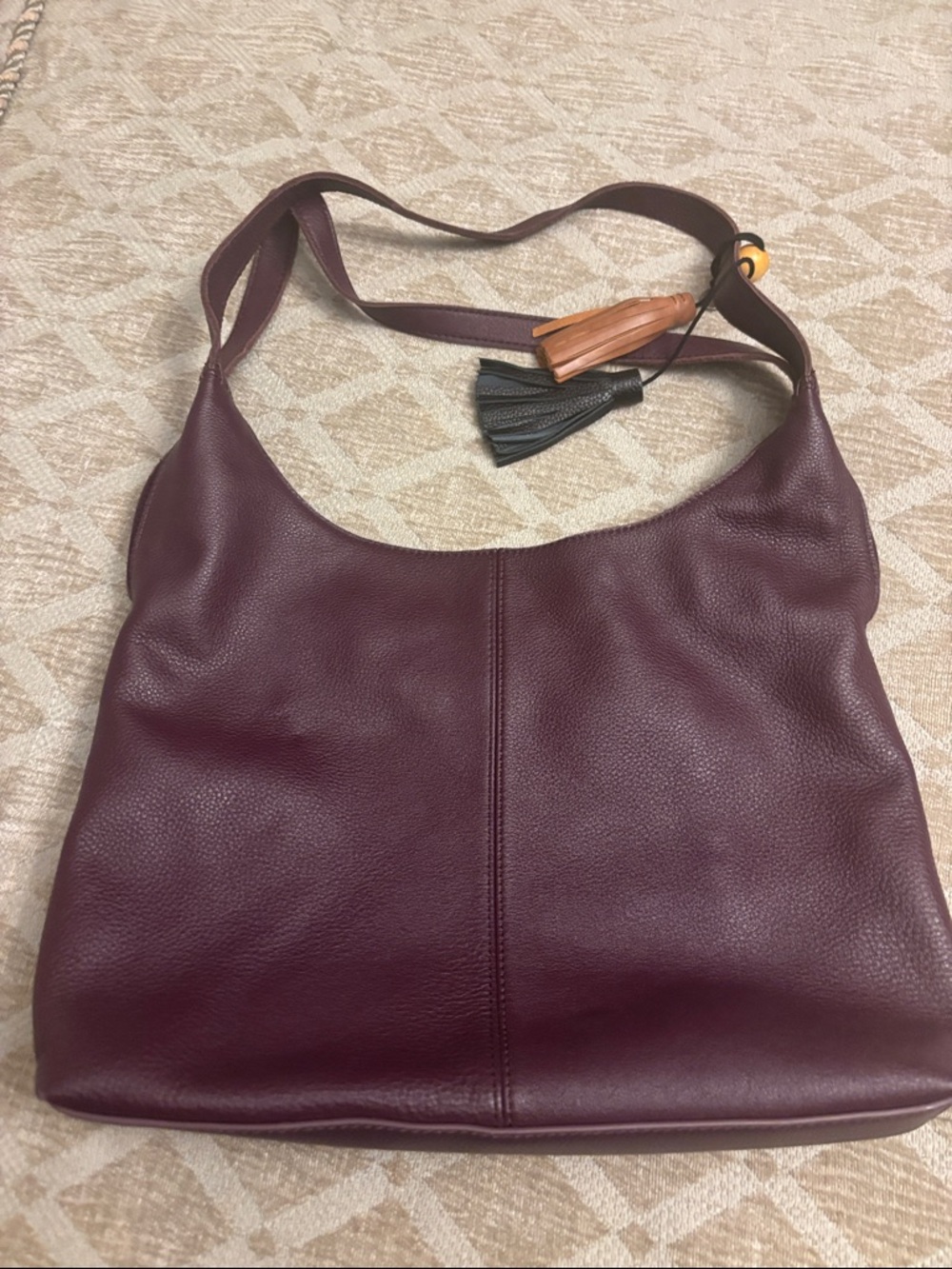 Leather Hobo Shoulder Bag in Deep Burgundy by The Sal